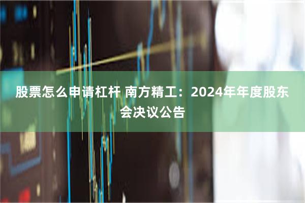 股票怎么申请杠杆 南方精工：2024年年度股东会决议公告